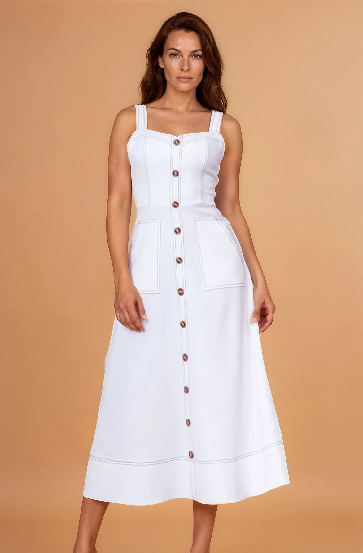 Van Sweetheart Neckline Midi Dress