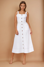 Van Sweetheart Neckline Midi Dress