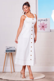 Van Sweetheart Neckline Midi Dress