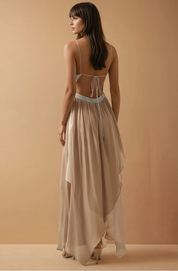 Alexis Blue- Sand Cream V Neck Maxi