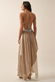 Alexis Blue- Sand Cream V Neck Maxi