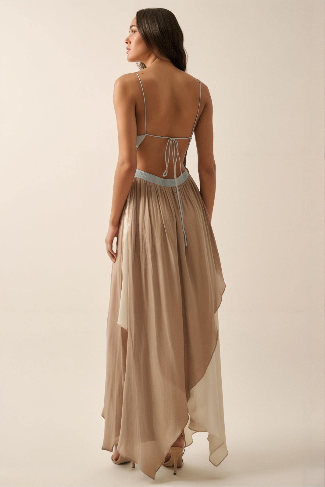 Alexis Blue- Sand Cream V Neck Maxi