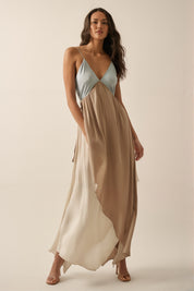 Alexis Blue- Sand Cream V Neck Maxi