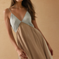 Alexis Blue- Sand Cream V Neck Maxi