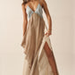 Alexis Blue- Sand Cream V Neck Maxi