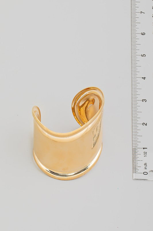 Wavy Metallic Wide Cuff Bracelet