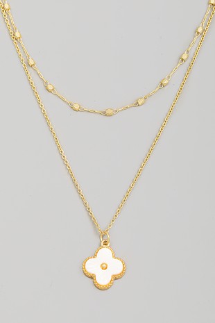 Clover Pendant Layered Chains Necklace