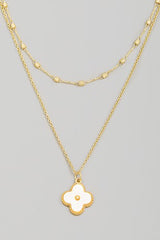 Clover Pendant Layered Chains Necklace