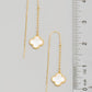 Pearl Clover Chain Dangle Earrings - GLD
