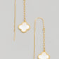 Pearl Clover Chain Dangle Earrings - GLD