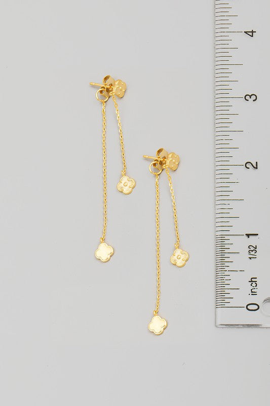Clover Charm Chain Dangle Earrings