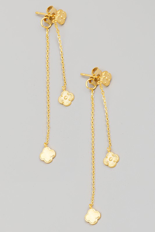 Clover Charm Chain Dangle Earrings