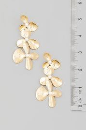 Triple Metallic Flower Chain Dangle Earrings