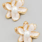 Pearl Stud Metallic Flower Stud Earrings