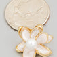 Pearl Stud Metallic Flower Stud Earrings