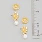 Pearl Charm Metallic Floral Stud Earrings Set