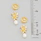 Pearl Charm Metallic Floral Stud Earrings Set