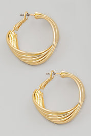 Twisted Metallic Latch Hoop Earrings
