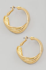 Twisted Metallic Latch Hoop Earrings