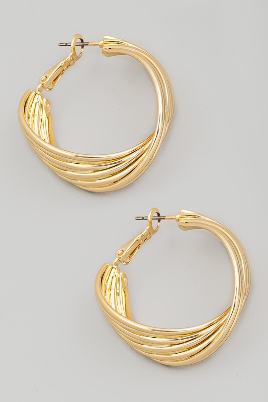Twisted Metallic Latch Hoop Earrings