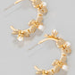 Pearl Studded Metallic Flower Hoop Earrings