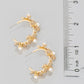 Pearl Studded Metallic Flower Hoop Earrings