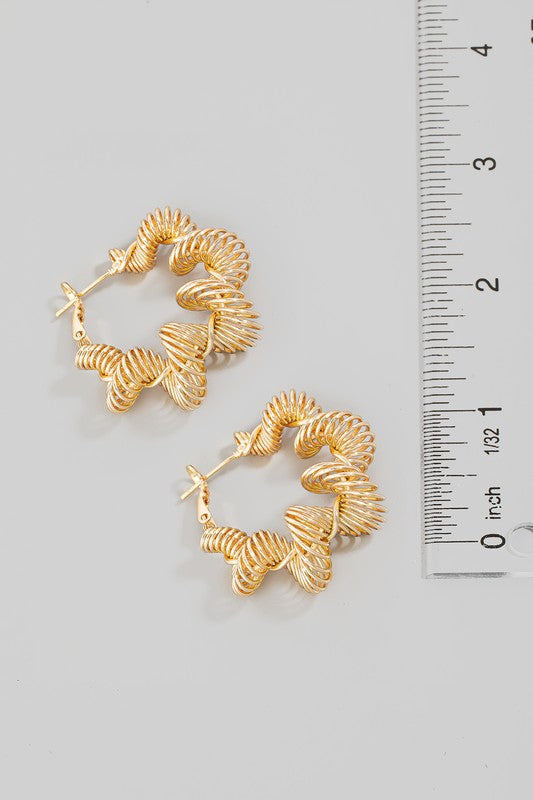 Coiled Metallic Spiral Hoop Earrings