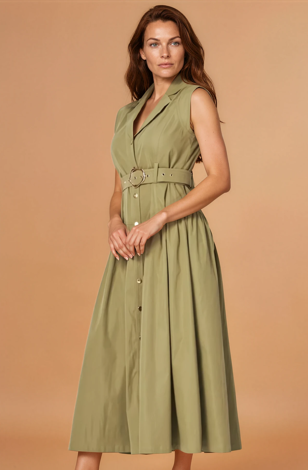 Miranda Olive Button Down Dress