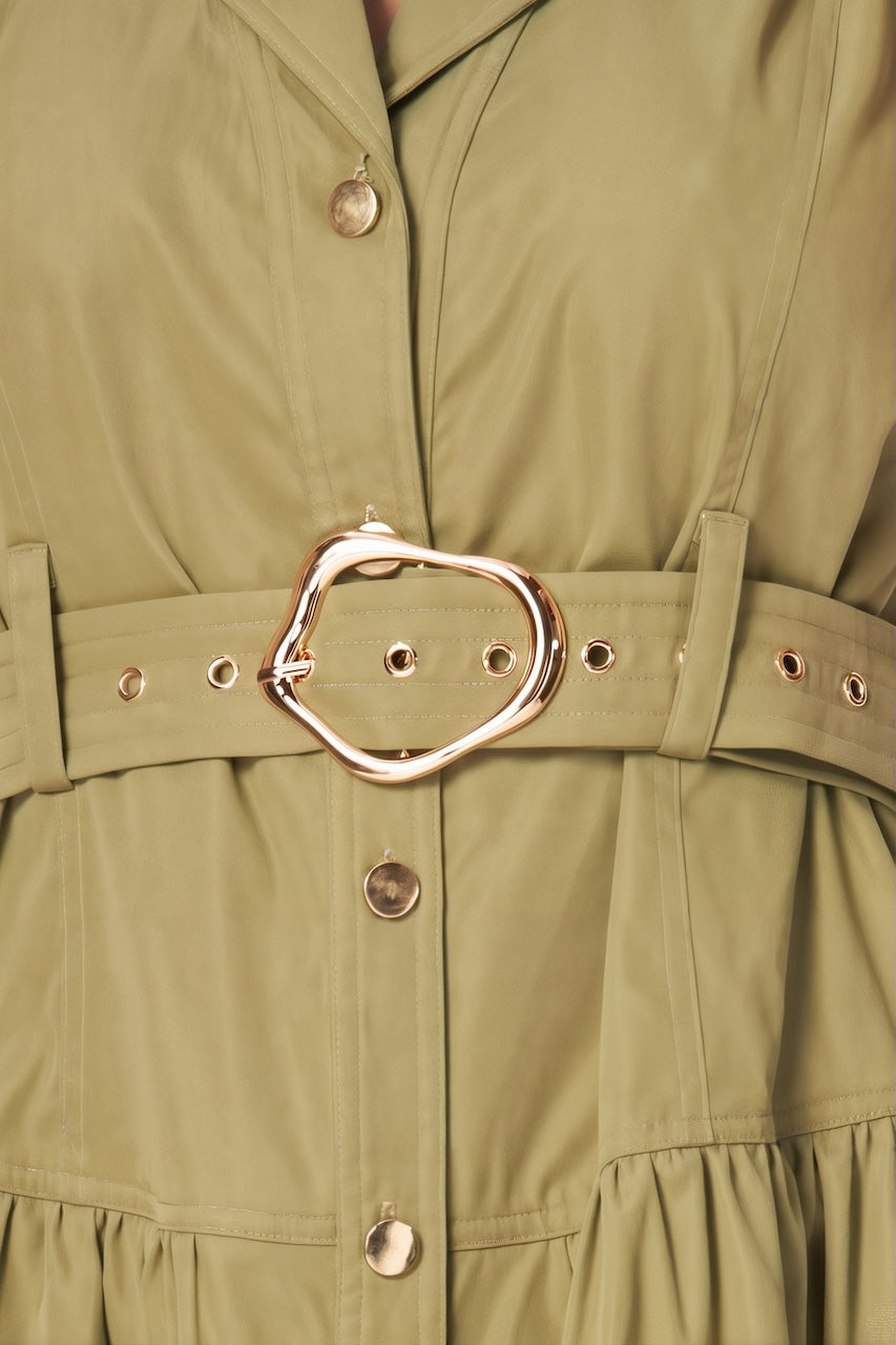 Miranda Olive Button Down Dress