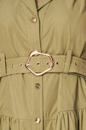 Miranda Olive Button Down Dress
