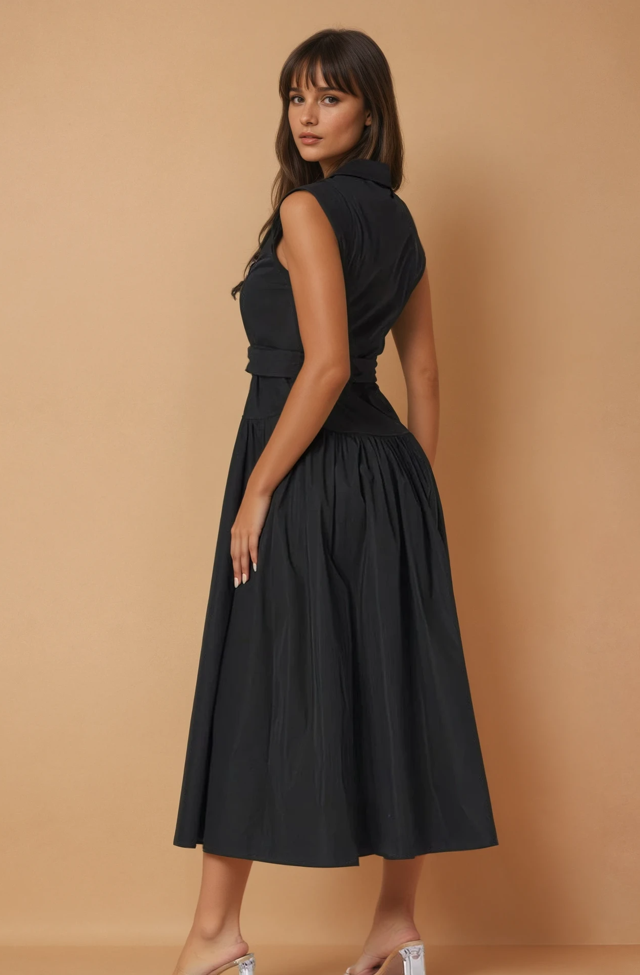 Miranda Black Button Down Dress