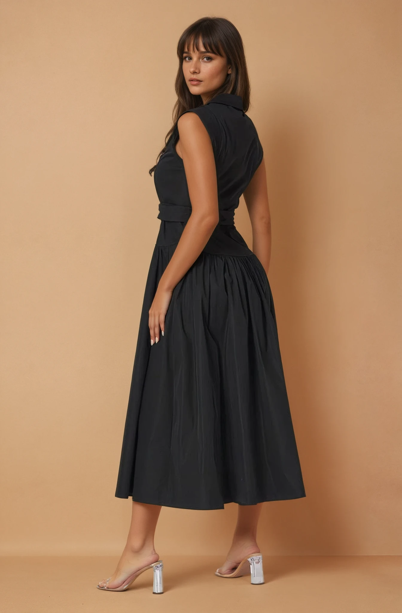 Miranda Black Button Down Dress
