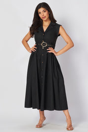 Miranda Black Button Down Dress