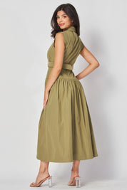 Miranda Olive Button Down Dress
