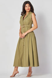 Miranda Olive Button Down Dress