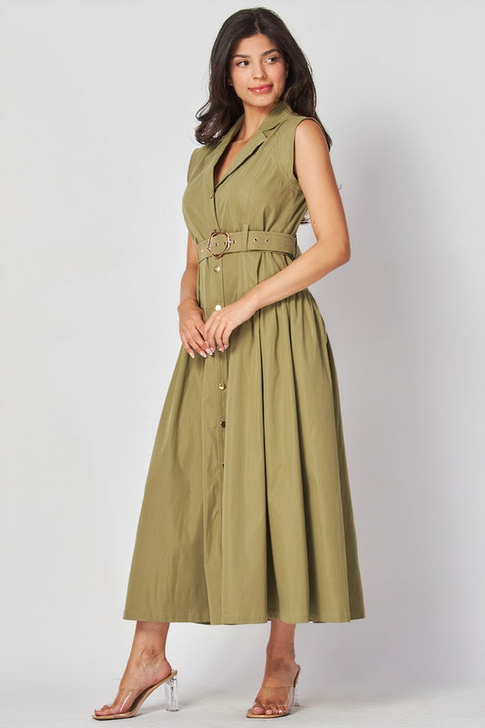 Miranda Olive Button Down Dress