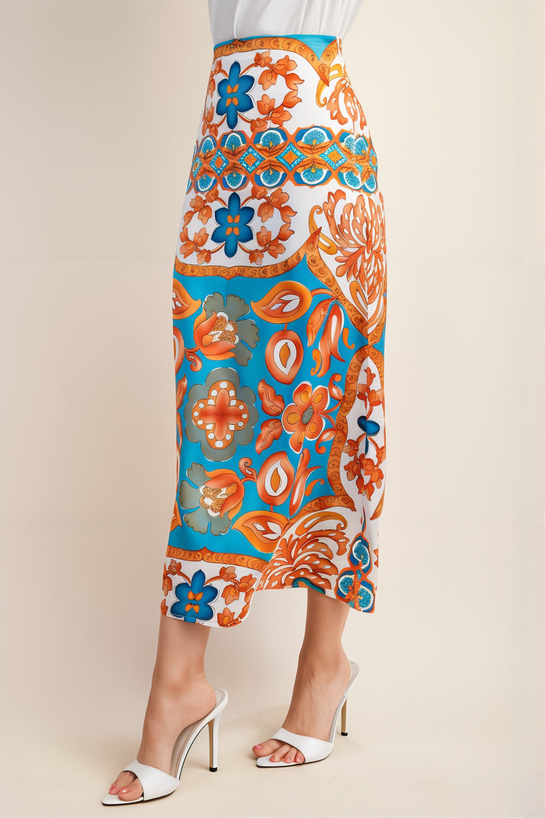Madrid Satin Midi Skirt