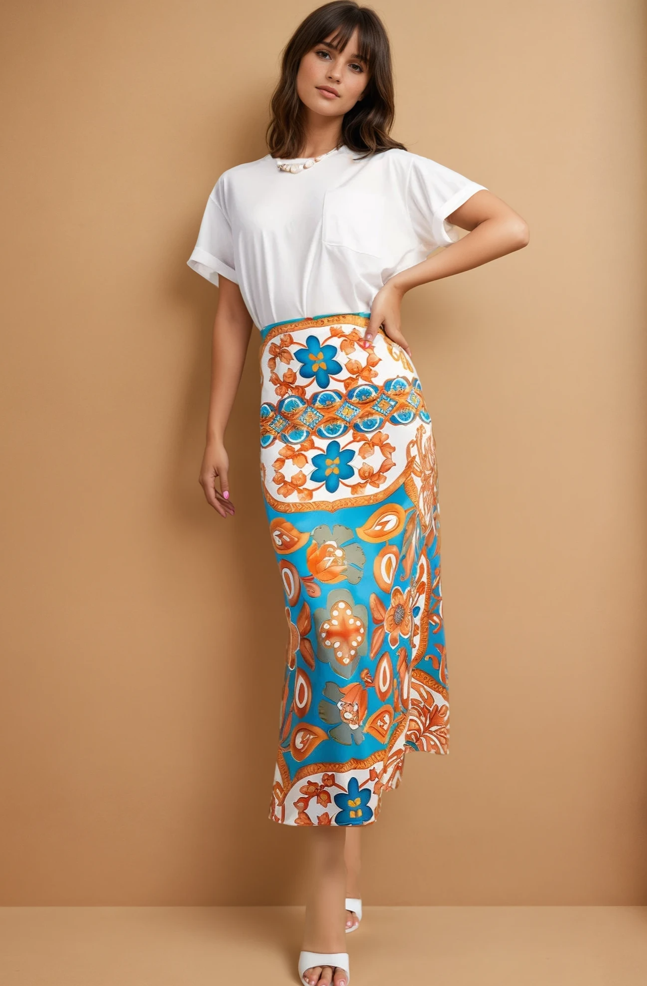 Madrid Satin Midi Skirt