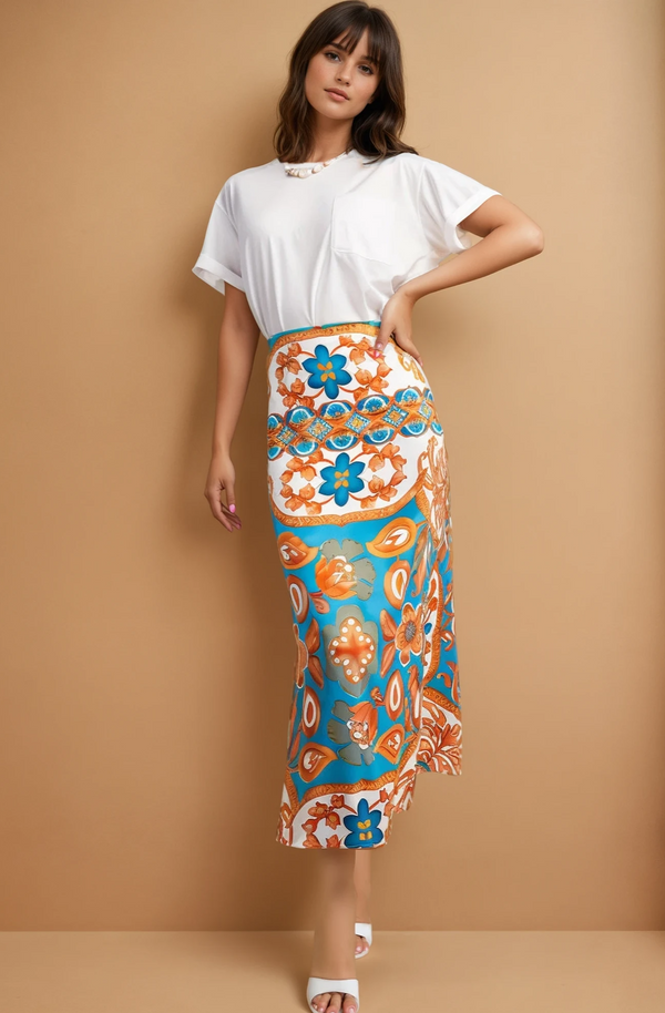 Madrid Satin Midi Skirt