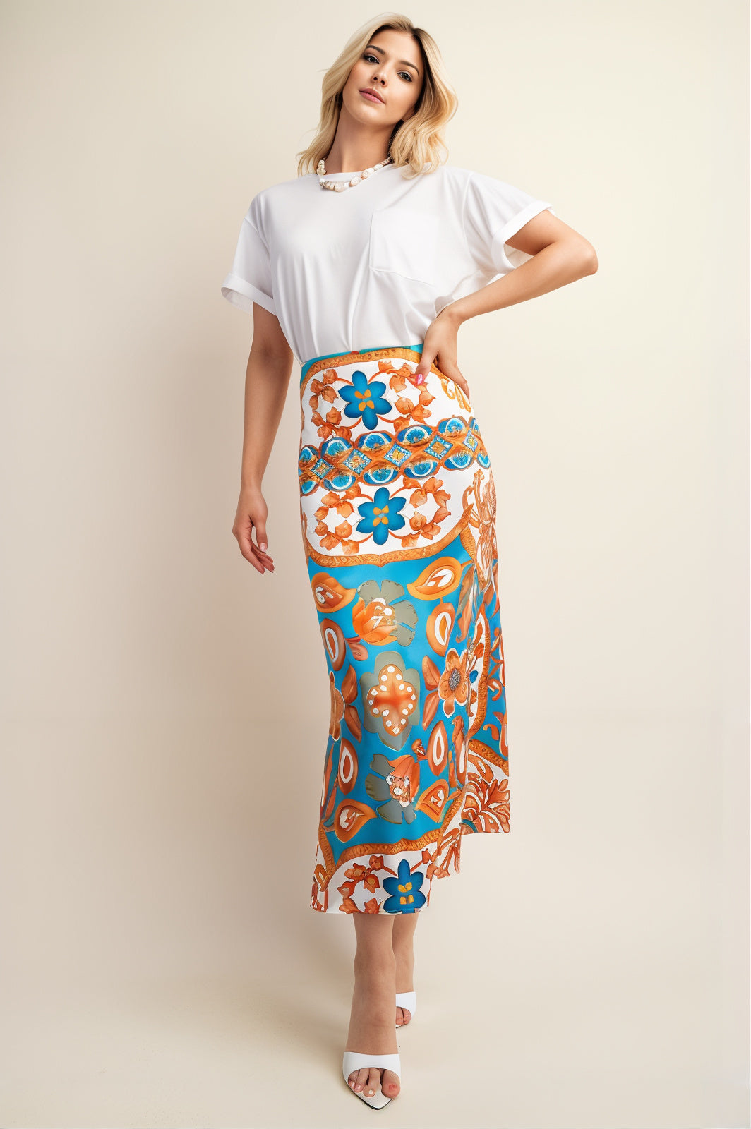 Madrid Satin Midi Skirt