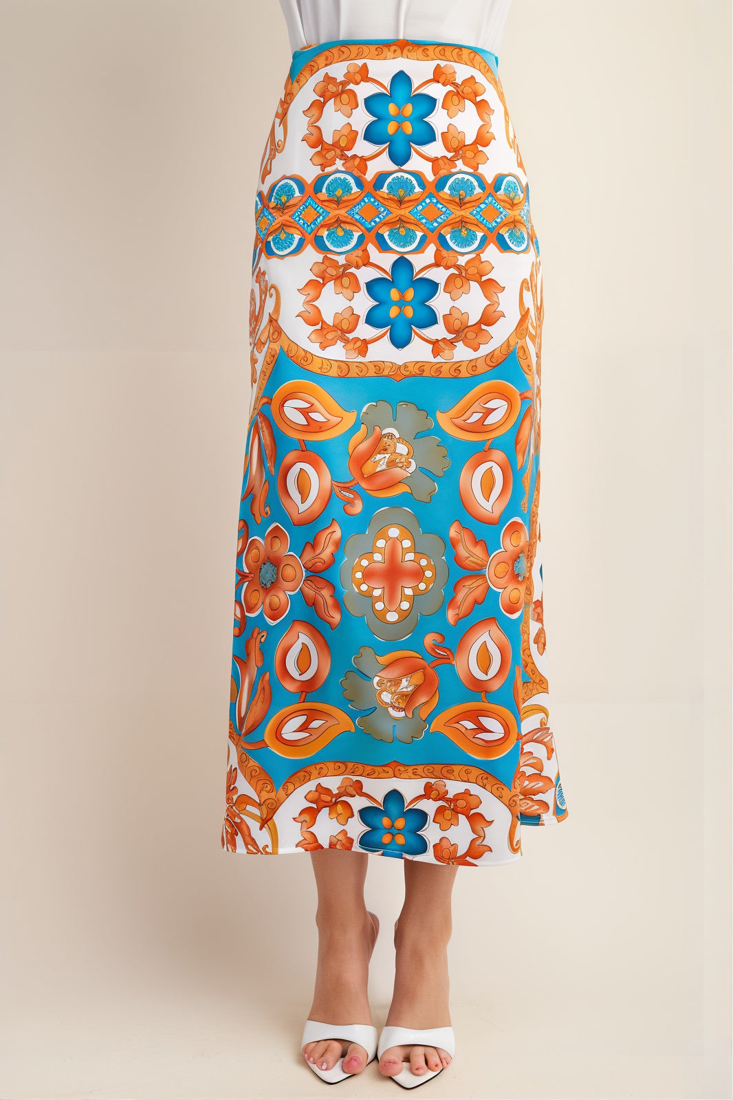 Madrid Satin Midi Skirt