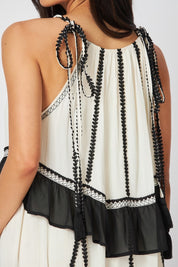Lea Flowy Maxi Dress - Black & White