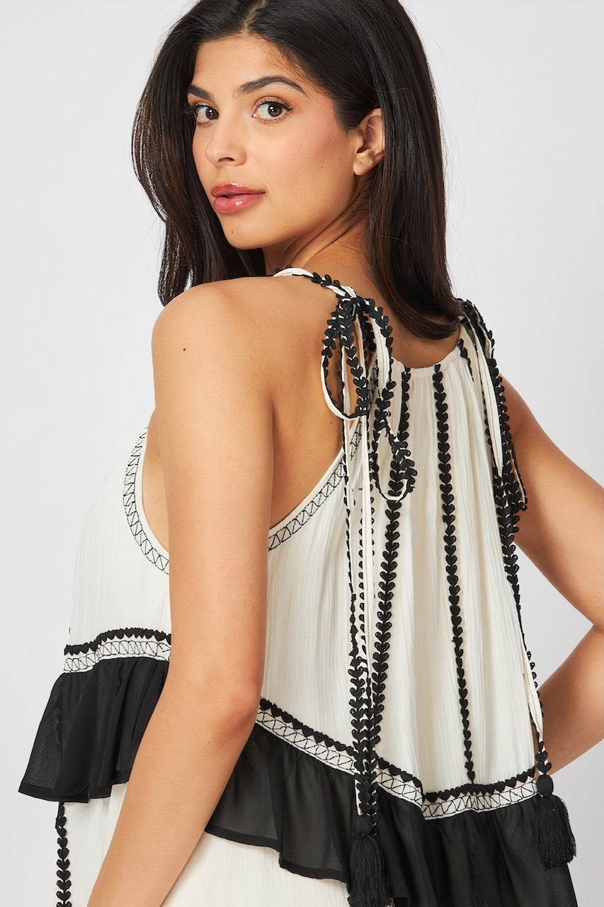 Lea Flowy Maxi Dress - Black & White