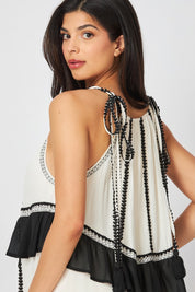 Lea Flowy Maxi Dress - Black & White