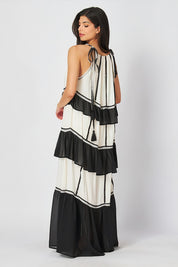 Lea Flowy Maxi Dress - Black & White
