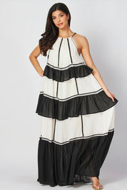 Lea Flowy Maxi Dress - Black & White
