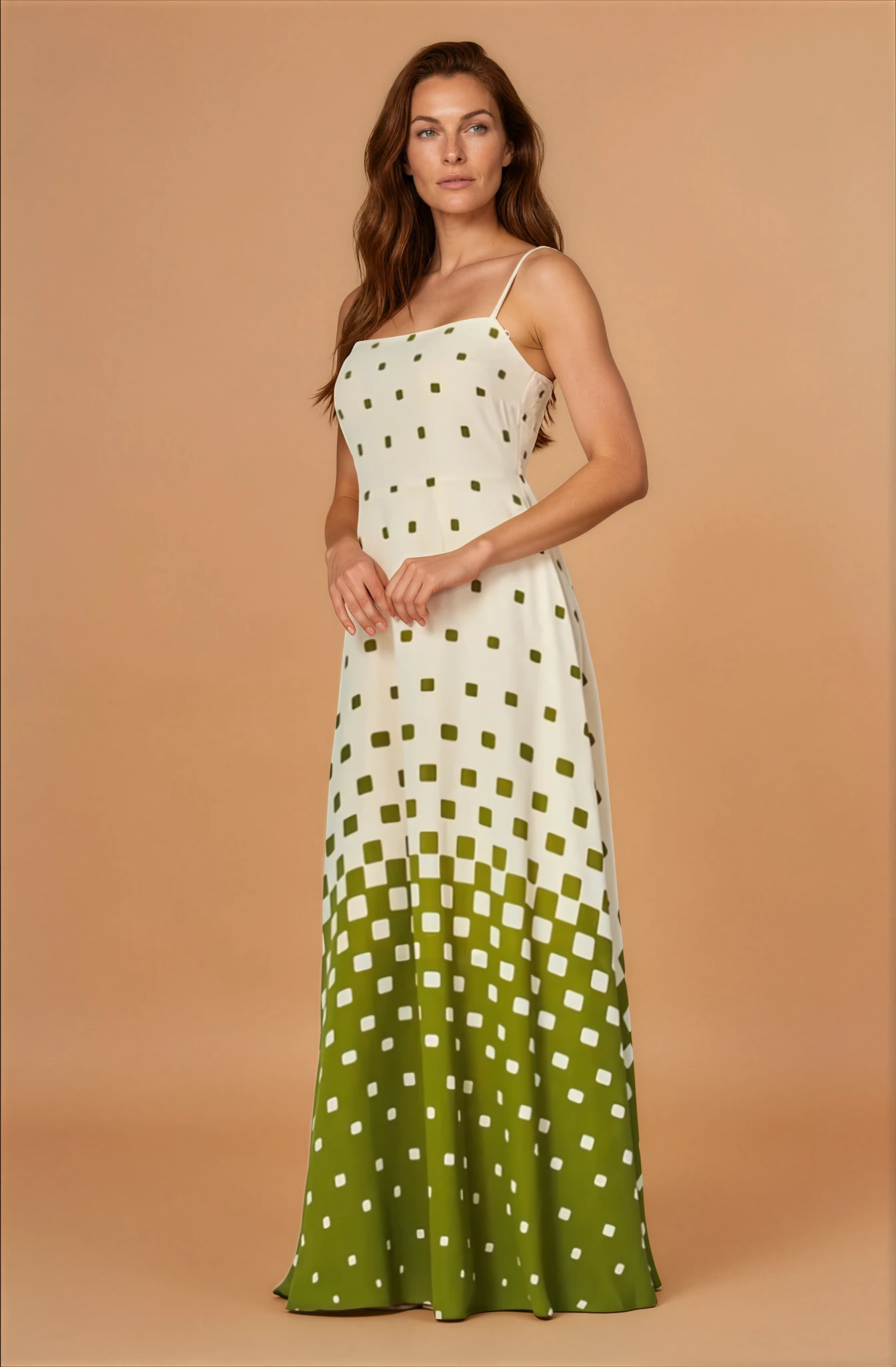 Mae Green Spotted Maxi Dress