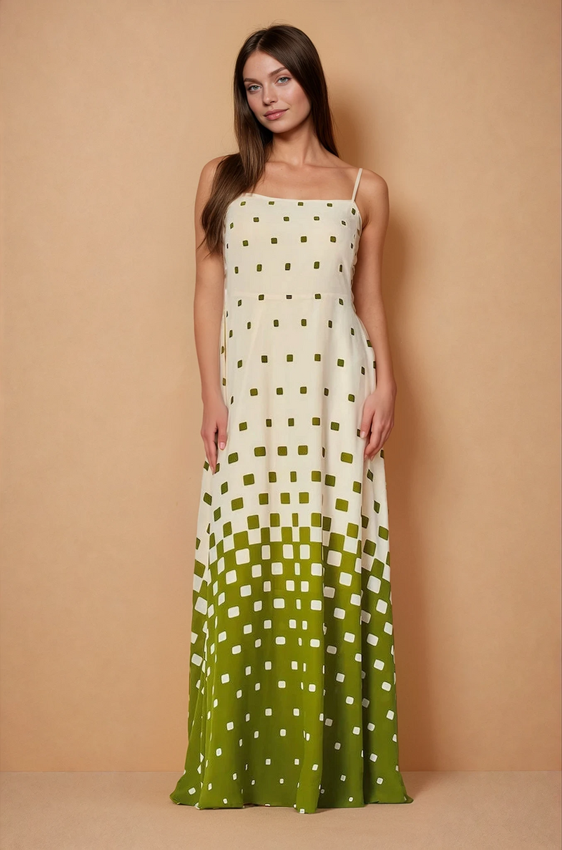 Mae Green Spotted Maxi Dress