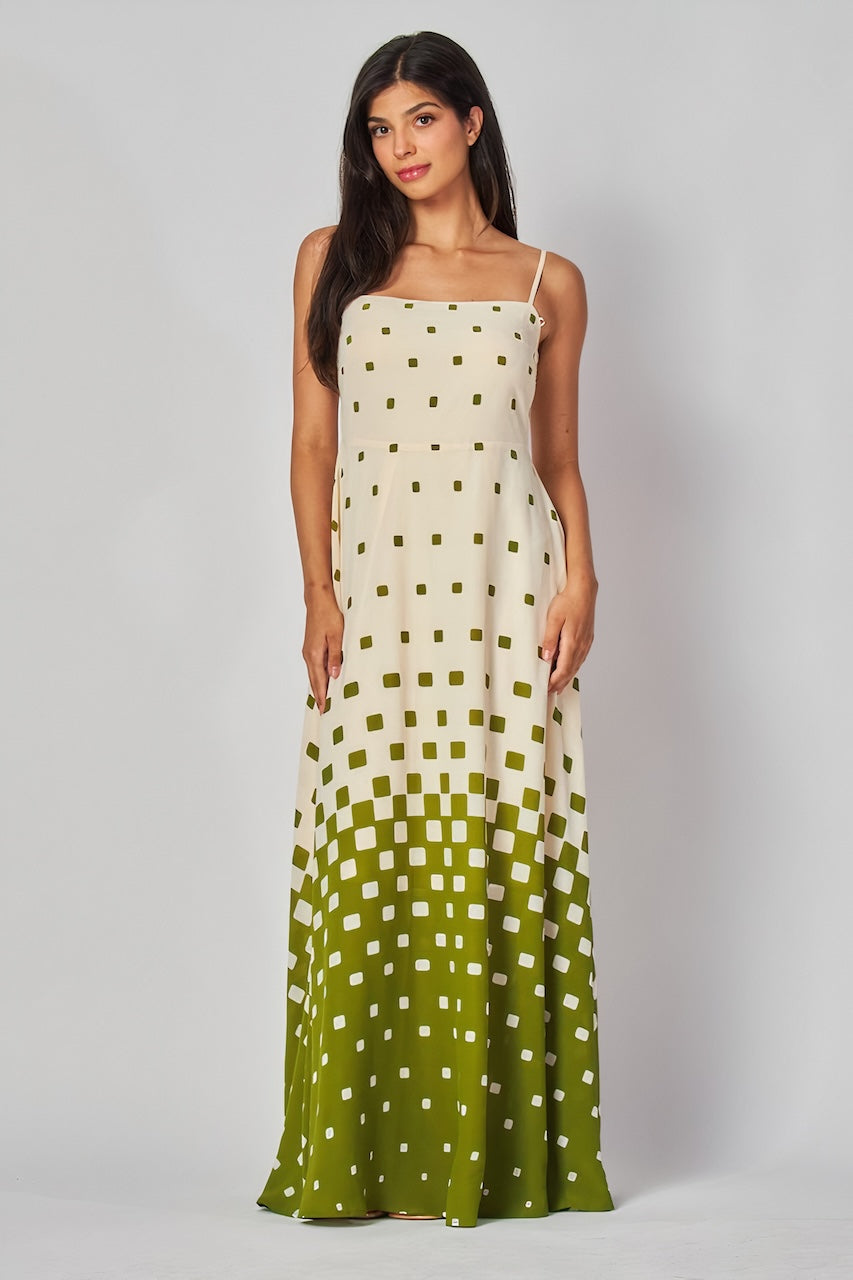 Mae Green Spotted Maxi Dress