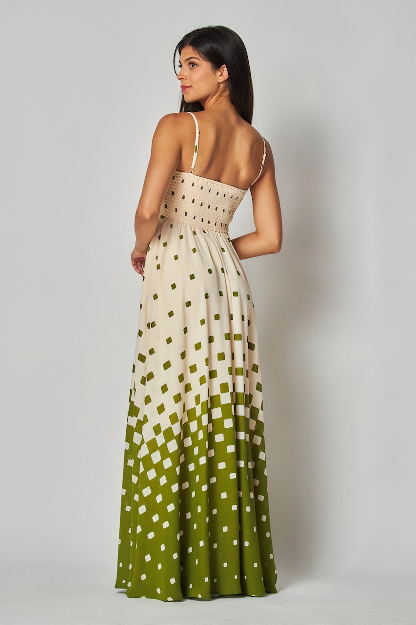 Mae Green Spotted Maxi Dress